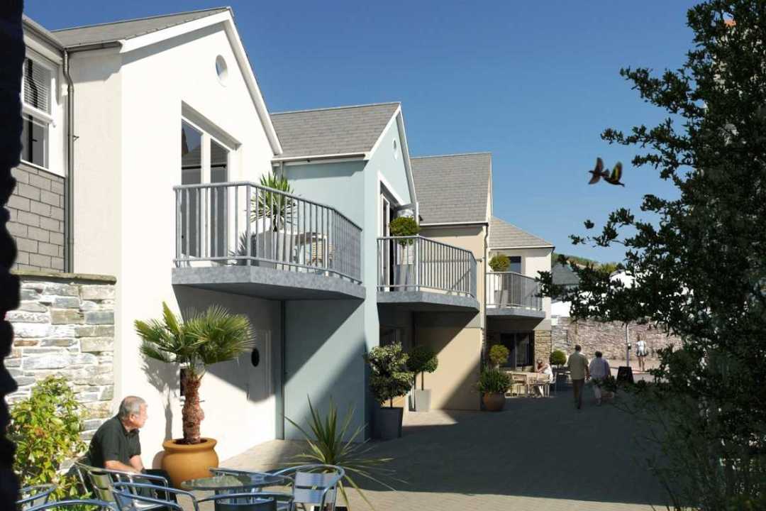 Exterior street scene apartment rendering