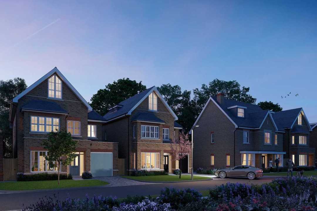 Exterior street view rendering at dusk