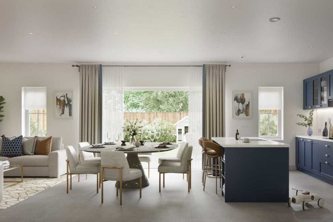 Luxury open plan living room rendering