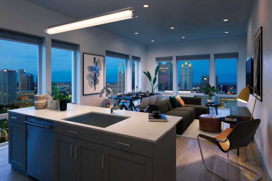 Penthouse living room rendering