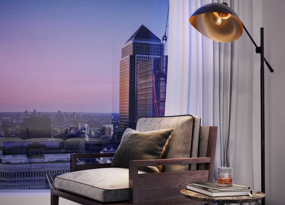 Living room armchair lifestyle rendering