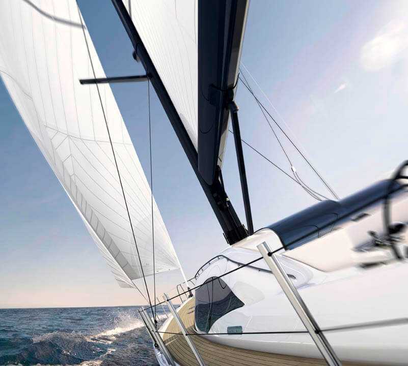 Yacht in motion render